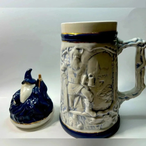 Epic Massive 14”h Viking, Dragon, Bone Handled Ceramic Stein w/ Wizard Lid 🤯👌 - Picture 7 of 15